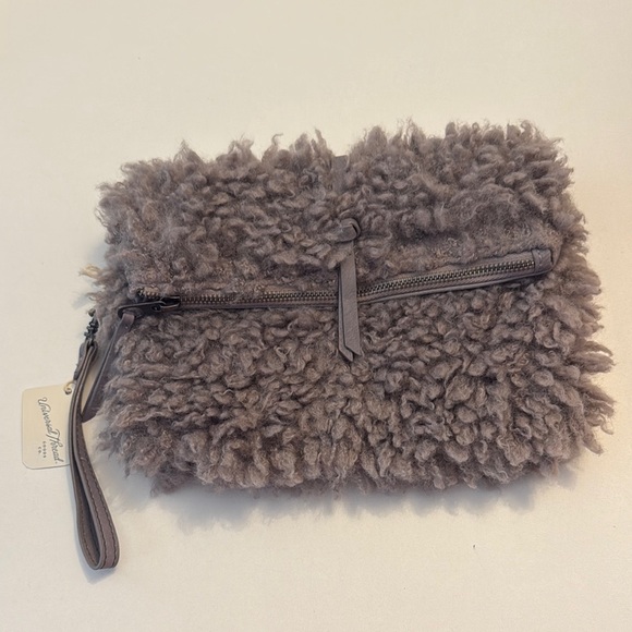 Universal Thread Handbags - Universal Thread New With Tags Gray/Purple Fuzzy Sherpa Style Clutch NWT